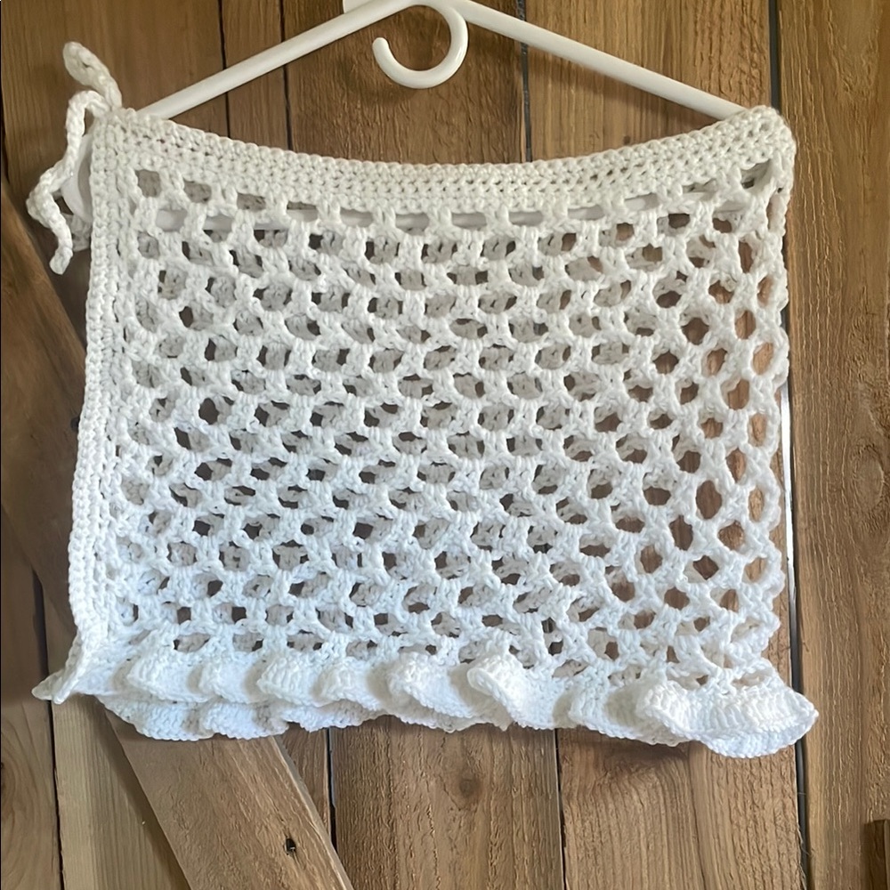White Crocheted beach coverup skirt